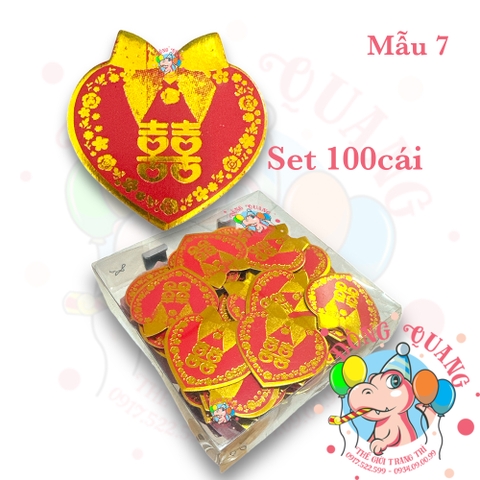 Set 100 chữ Hỷ dán áo khách dự đám cưới