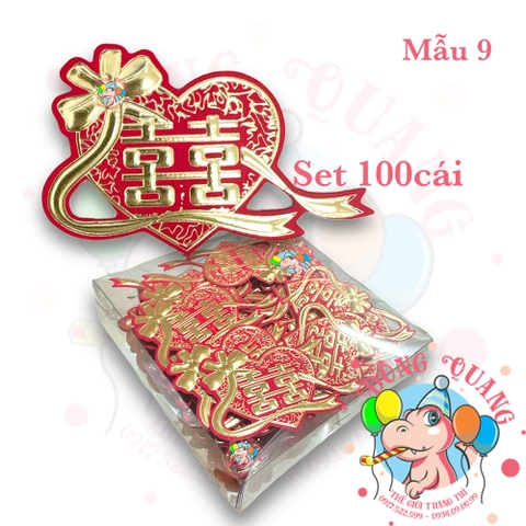 Set 100 chữ Hỷ dán áo khách dự đám cưới