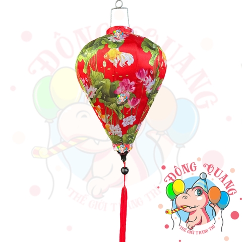 Lồng đèn Hội An vải bóng hoa văn - dáng tỏi