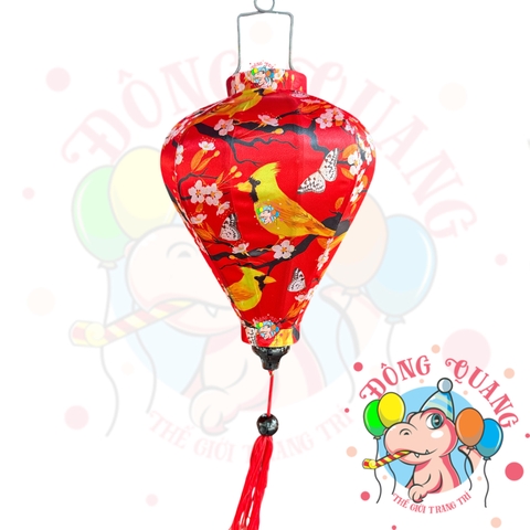 Lồng đèn Hội An vải bóng hoa văn - dáng tỏi