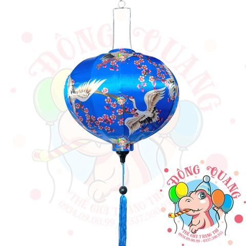 Lồng đèn Hội An vải bóng hoa văn - dáng tròn