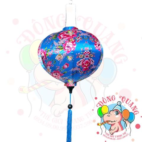 Lồng đèn Hội An vải bóng hoa văn - dáng tròn