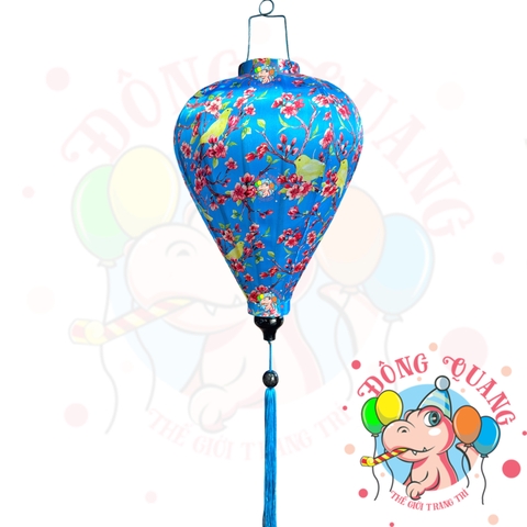 Lồng đèn Hội An vải bóng hoa văn - dáng tỏi