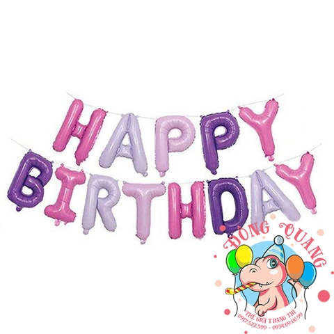 Bong bóng chữ Happy birthday (chữ mỏng - 11 mẫu)