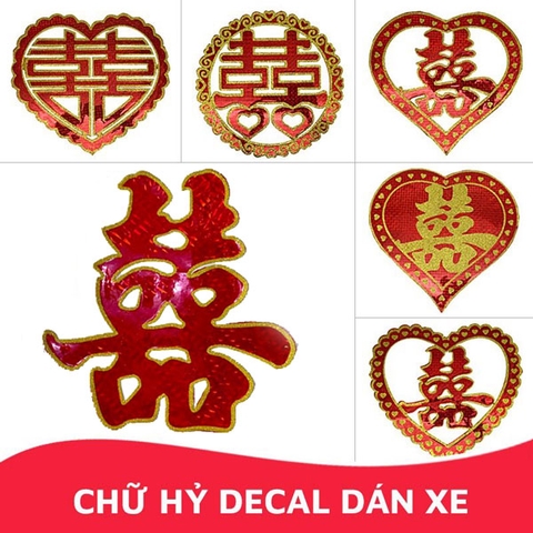 Chữ hỷ decal dán xe