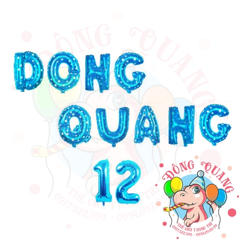 Bong bóng nhôm chữ, số (40/80/100cm) - xanh sao