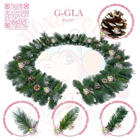 Dây trang trí 3 loại lá phun sơn gắn trái thông