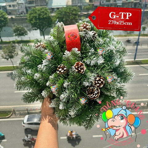 Dây trang trí đầu nhọn phun sơn gắn trái thông