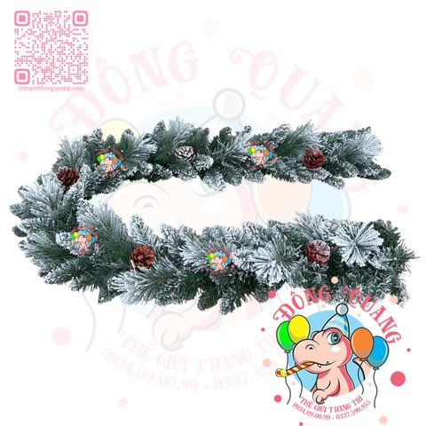 Dây trang trí 2 loại lá phủ tuyết trái thông