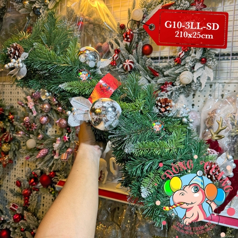 Dây trang trí 3 loại lá lăn kim tuyến bạc