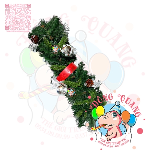 Dây trang trí 3 loại lá lăn kim tuyến bạc