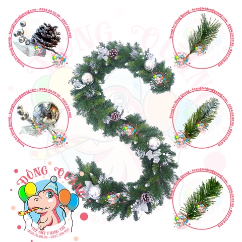 Dây trang trí 3 loại lá lăn kim tuyến bạc