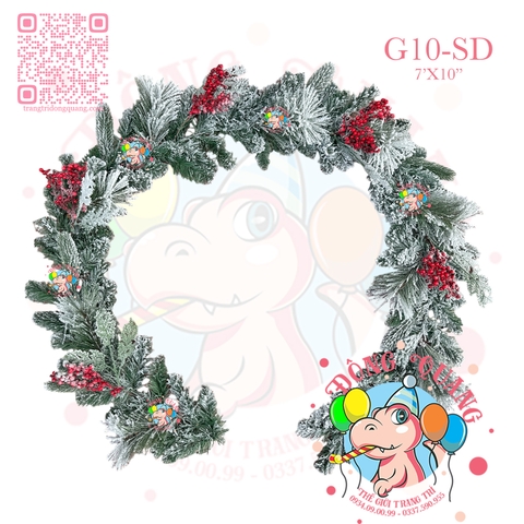 Dây trang trí 4 loại lá phủ tuyết cherry