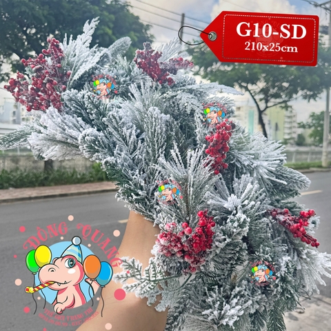 Dây trang trí 4 loại lá phủ tuyết cherry