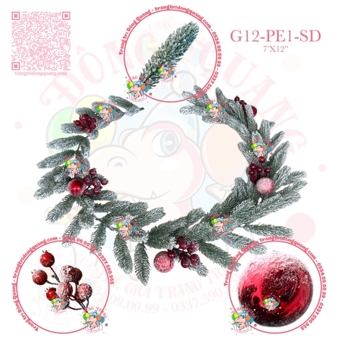 Dây trang trí nhánh thông PE lá đơn phủ tuyết