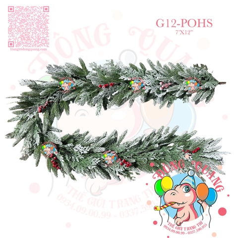 Dây trang trí 2 loại lá PE phủ tuyết, cherry