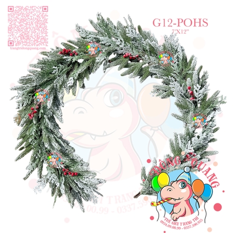 Dây trang trí 2 loại lá PE phủ tuyết, cherry