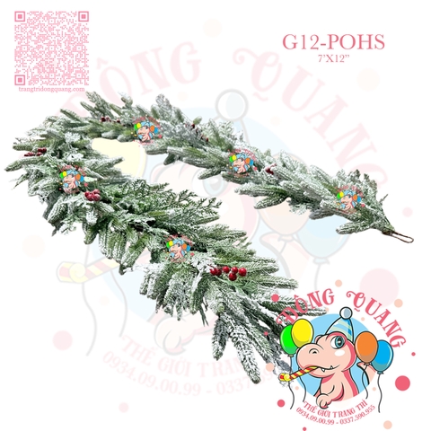 Dây trang trí 2 loại lá PE phủ tuyết, cherry