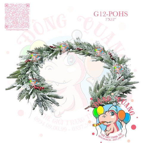 Dây trang trí 2 loại lá PE phủ tuyết, cherry