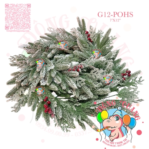 Dây trang trí 2 loại lá PE phủ tuyết, cherry