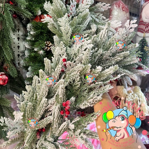 Dây trang trí 2 loại lá PE phủ tuyết, cherry