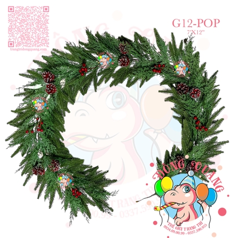 Dây trang trí 2 loại lá PE trái thông, cherry