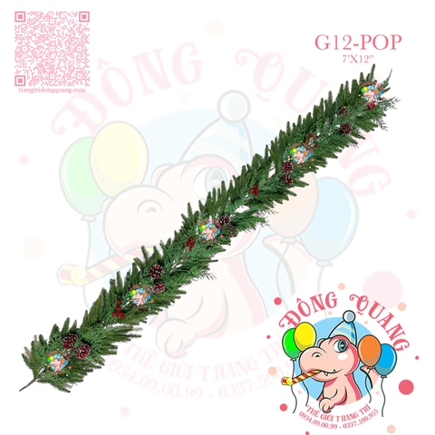 Dây trang trí 2 loại lá PE trái thông, cherry