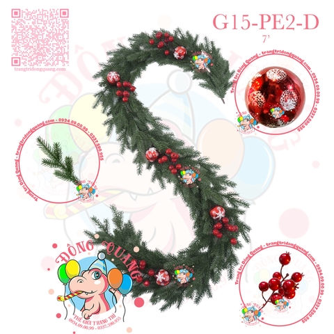 Dây trang trí nhánh thông PE 5 lá