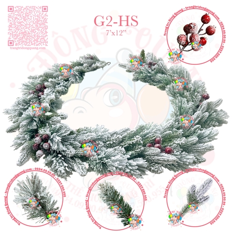 Dây trang trí 3 loại lá thông phủ tuyết