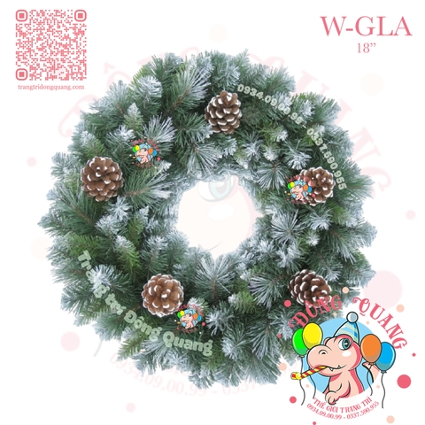 Vòng hoa 3 loại lá phun sơn gắn trái thông