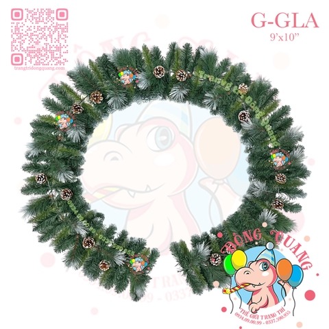 Dây trang trí 3 loại lá phun sơn gắn trái thông