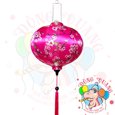 Lồng đèn Hội An vải bóng hoa văn - dáng tròn