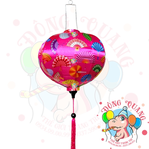 Lồng đèn Hội An vải bóng hoa văn - dáng tròn