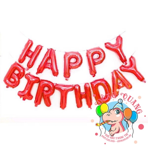 Bong bóng chữ Happy birthday (chữ mỏng - 11 mẫu)