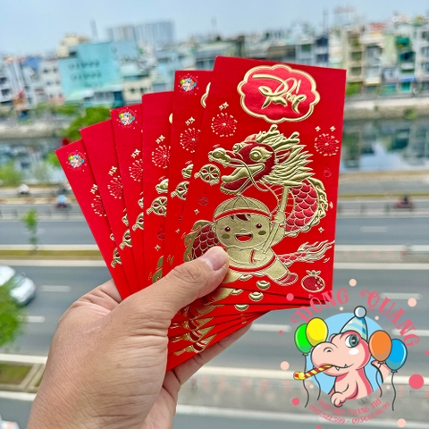 Set 6 bao lì xì đỏ may mắn (bản dài)