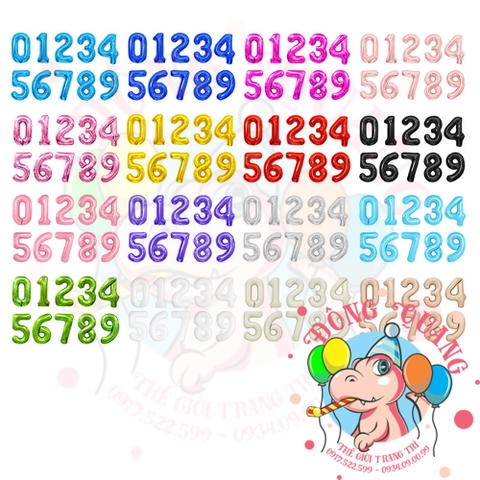 Bong bóng nhôm số (40/80/100cm) - màu pastel