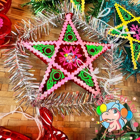 Đèn giấy kiếng khung tre mini