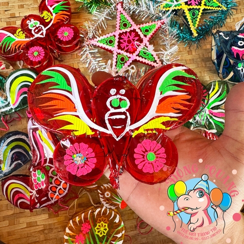 Đèn giấy kiếng khung tre mini