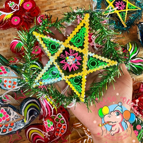 Đèn giấy kiếng khung tre mini