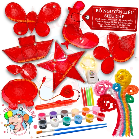Bộ kit làm lồng đèn Trung thu khung tre giấy kiếng (30-60cm)