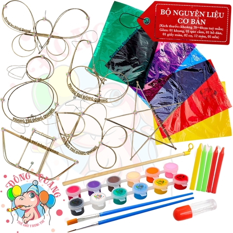 Bộ kit làm lồng đèn Trung thu khung tre giấy kiếng (30-60cm)