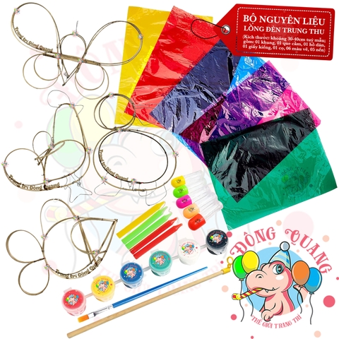 Bộ kit làm lồng đèn Trung thu khung tre giấy kiếng