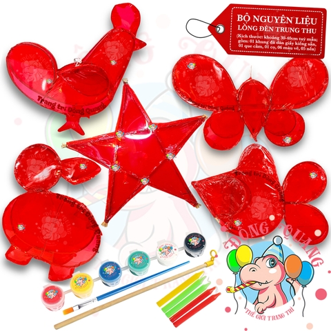 Bộ kit làm lồng đèn Trung thu khung tre giấy kiếng