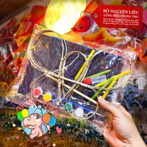 Bộ kit làm lồng đèn Trung thu khung tre giấy kiếng