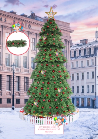 Cây thông khổng lồ PE 3 loại lá trang trí