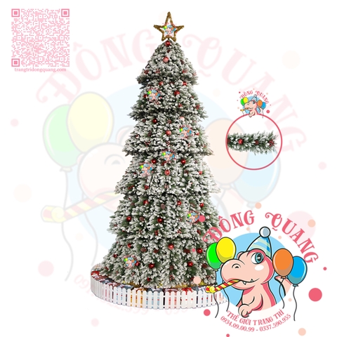 Cây thông khổng lồ PE 3 loại lá phủ tuyết trang trí