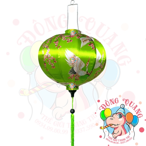 Lồng đèn Hội An vải bóng hoa văn - dáng tròn