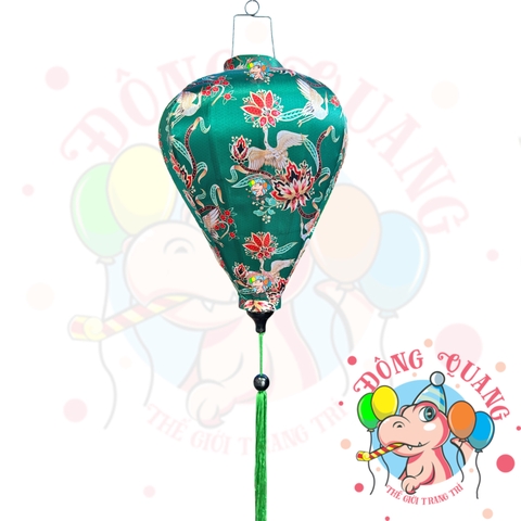 Lồng đèn Hội An vải bóng hoa văn - dáng tỏi