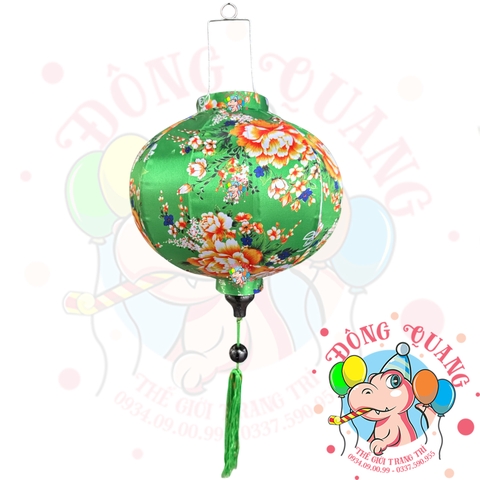 Lồng đèn Hội An vải bóng hoa văn - dáng tròn