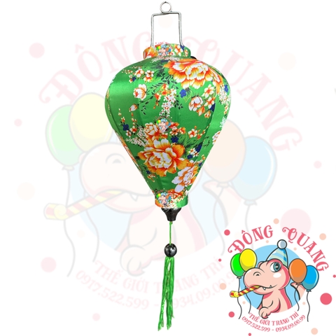 Lồng đèn Hội An vải bóng hoa văn - dáng tỏi